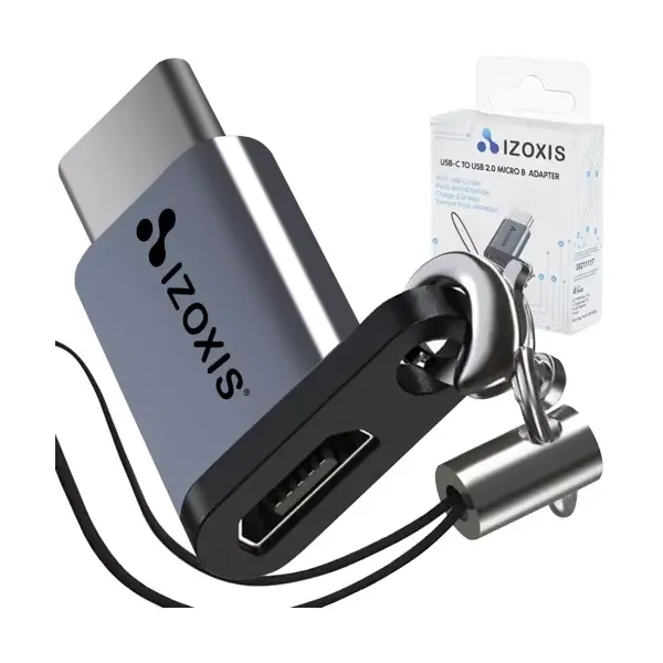 USB‑C–micro USB 2.0 OTG adapter, 480 Mb/s, 2,1 A, alumínium, akasztófül