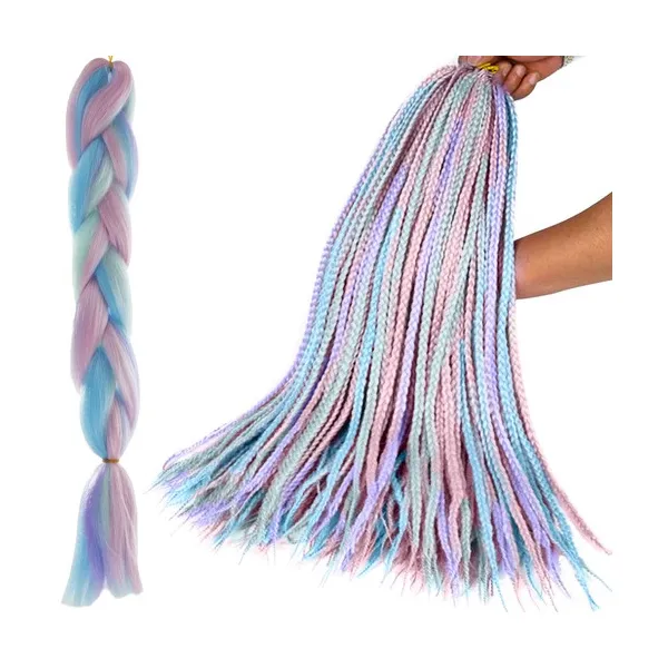 Szintetikus ombre fonóhaj, lila–kék, 60 cm – Soulima