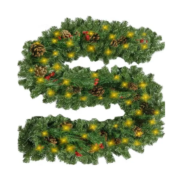 Ruhhy karácsonyi girland 2,7 m, 50 LED meleg fehér, elemes