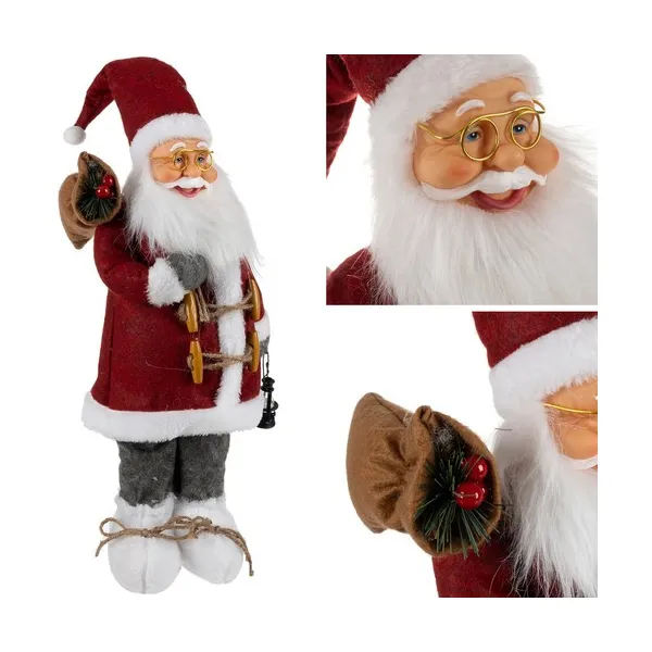Mikulás karácsonyi díszfigura, 60 cm, arany szemüveggel