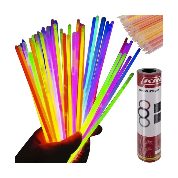 Világító pálcikák karkötőkhöz, 100 db, 8 szín, 20 cm, csatlakozókkal