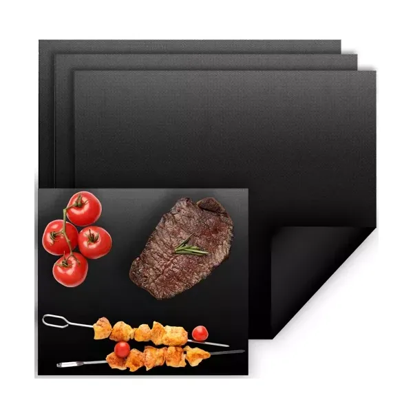 Grill- és sütőszőnyeg 3 db, 33×40 cm, tapadásmentes, PTFE, fekete