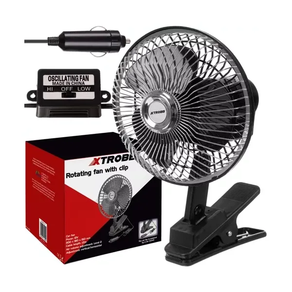 Xtrobb 23194 autós forgó ventilátor csipesszel, 12 V, 2 fokozat, oszcilláció