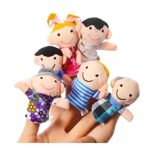 Ujjbáb készlet, 6 darab – család, plüss, többszínű, 3+