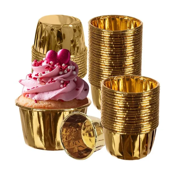 Arany fóliás muffin papír kapszlik, 50 db, 3,5 x 6 cm, zsír- és vízálló