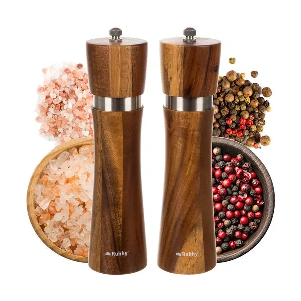 Ruhhy 24650 2 db akácfa só- és borsőrlő, kerámia, állítható, 21 cm, 60 ml