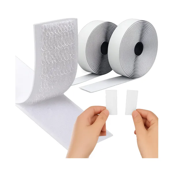 Öntapadós tépőzár szalag, fehér, 5 m x 25 mm, kampó+hurkos, 320 g