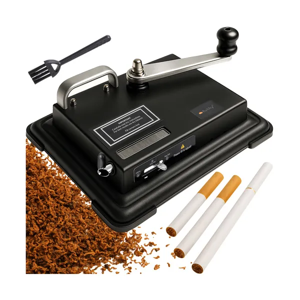 RUHHY kézi dugattyús cigarettatöltő, 8 mm, állítható, fekete