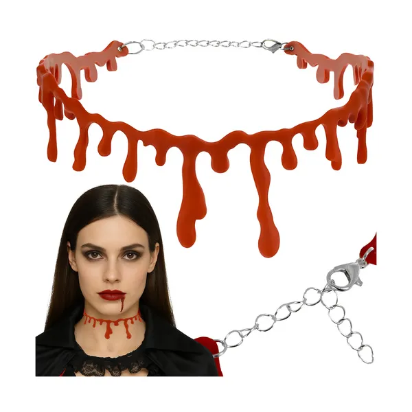 RUHHY Halloween vércsöpögő choker nyaklánc, állítható, piros