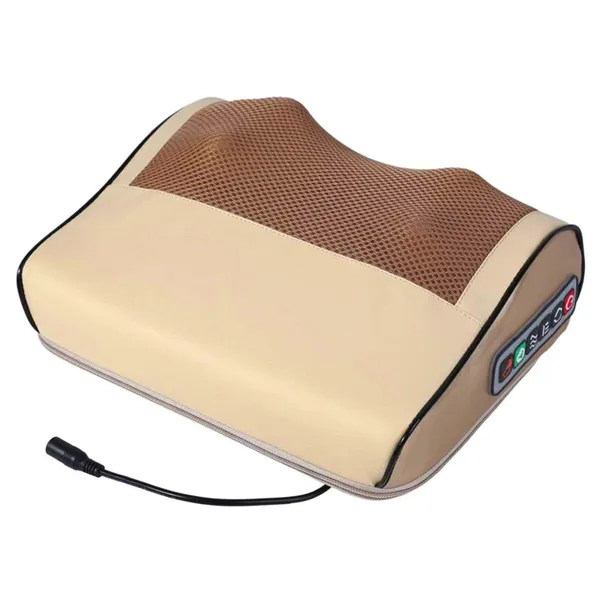 Shiatsu masszázspárna, 2 forgó fejjel, 4 masszázsponttal, fűtéssel, 24 W, barna