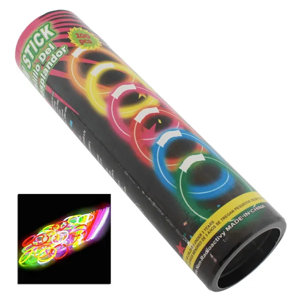 Világító pálcika, 20 cm, vegyes színek, 100 db, akár 8 óra, vízálló