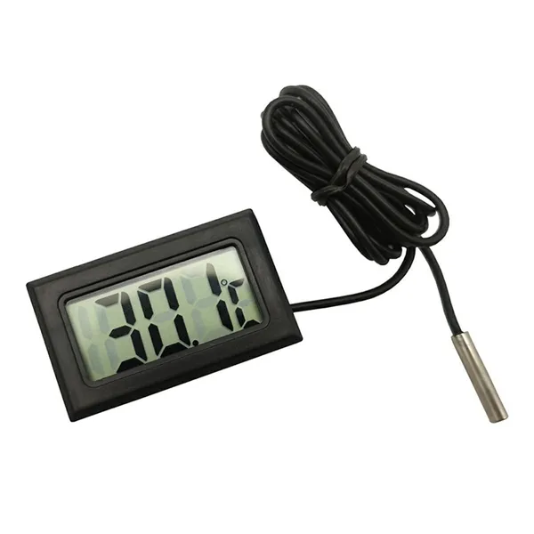 LCD hőmérő külső szondával, -50–+70°C, 95 cm kábel, fekete