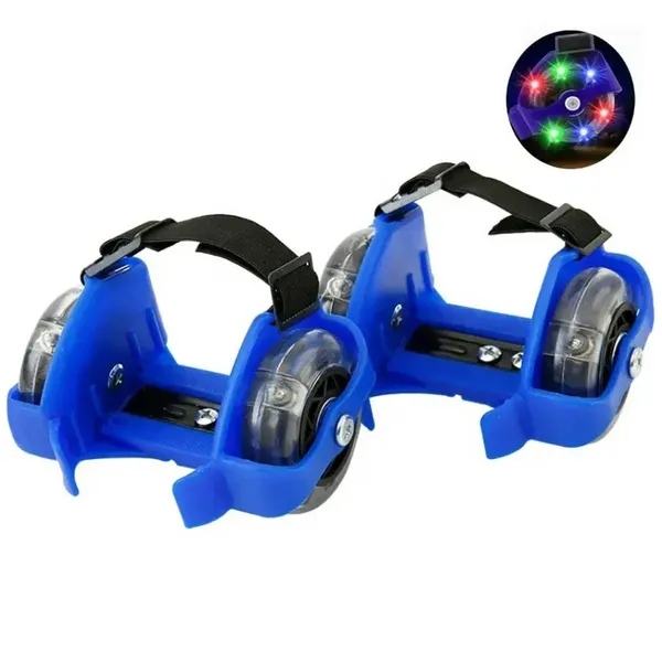 Világító cipőre csatolható görgők LED-del, 6–9,5 cm, kék, 2 db