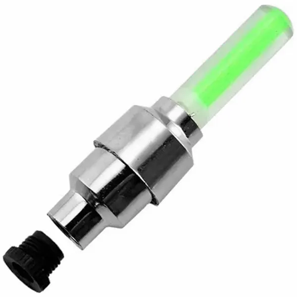 Zöld LED világító szelepsapka készlet, 2 db – autó/motor/kerékpár, elemmel