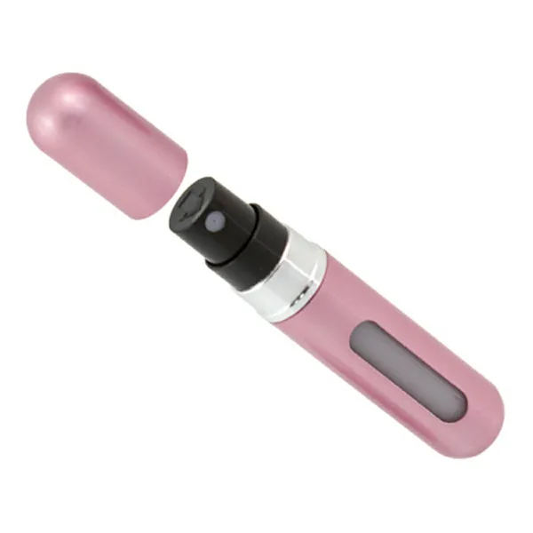 Utazó parfüm atomizer 5 ml, rózsaszín, alumínium, újratölthető