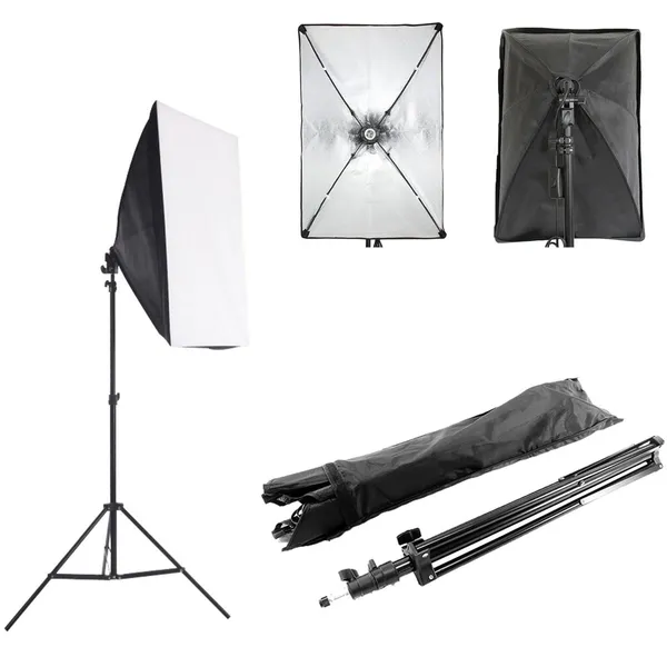 Hordozható fotó világítás készlet softbox 60×40 cm, állvány 80–190 cm, E27