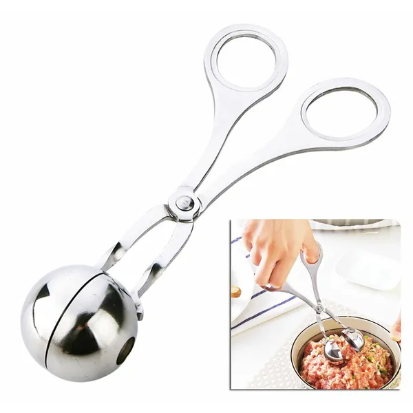Húsgolyó-formázó fogó, rozsdamentes acél, 17 cm, 3,5 cm, ezüst