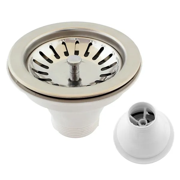 Acél kosaras lefolyódugó 3,5" (90 mm) mosogatóhoz, ezüst, készlet
