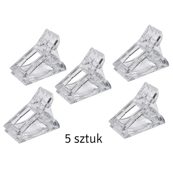 Átlátszó rögzítő klipszek körömformához, 5 db, akrilgélhez