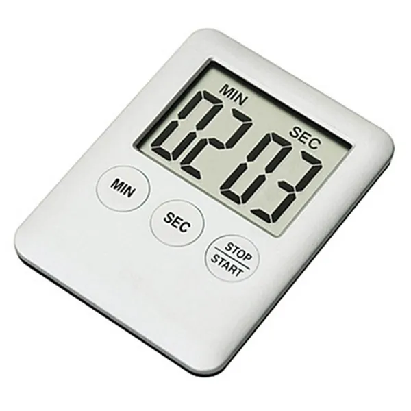 Digitális konyhai időzítő mágnessel, nagy LCD, fehér (LR1130, 7x5 cm)