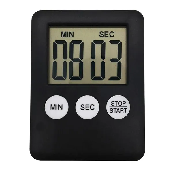 Elektronikus konyhai időzítő, mágneses, LCD kijelzővel, fekete, LR1130 elemmel