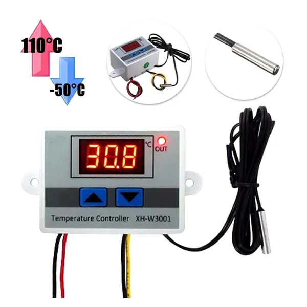 Digitális termosztát 230V, -50–110°C, vízálló szonda, LCD, 1500 W