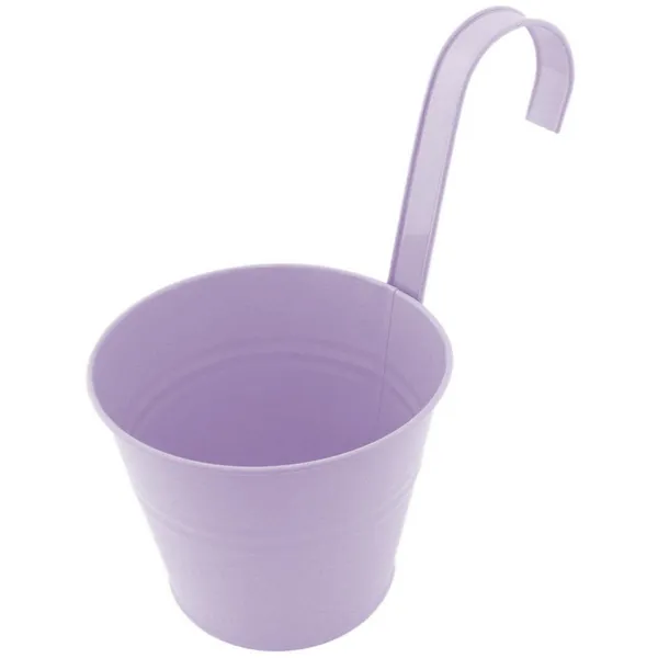 Erkélyre akasztható virágcserép, horganyzott acél, porfestett, lila, 10 cm