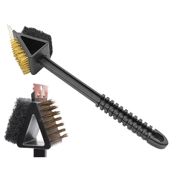 3 az 1-ben grillrács és grill tisztító kefe kaparóval, 36 cm, fekete