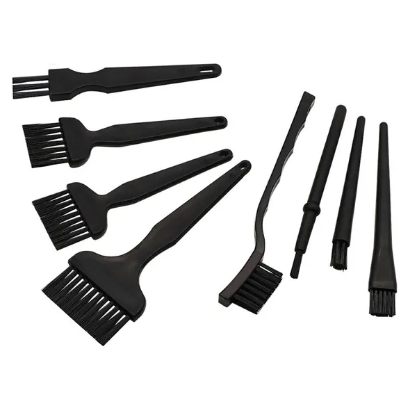 Antisztatikus ESD ecsetkészlet, 8 darabos, fekete, 12,5–17 cm