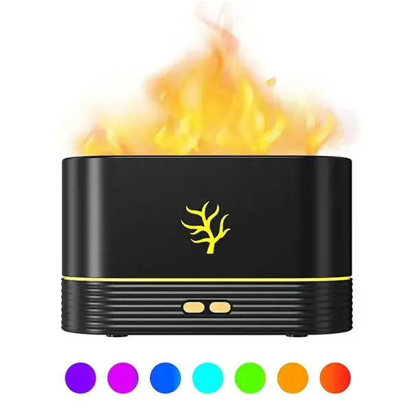 USB párásító LED RGB lánghatással, 180 ml, fekete