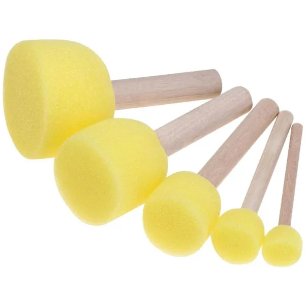 Szivacsecset készlet dekupázshoz, 5 db, 13–50 mm, fa nyél, sárga