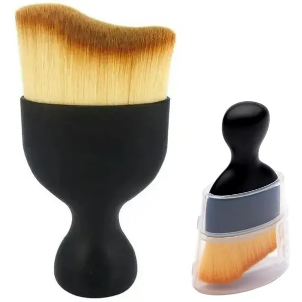 Autó belső tisztító kefe, puha nylon sörtékkel, 10 cm, fekete-barna