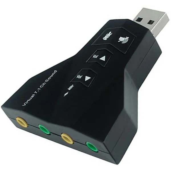 USB 7.1 virtuális hangkártya AK103D, 2x mikrofonbemenet, 2x hangkimenet