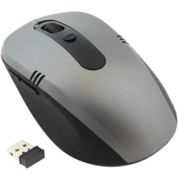 Vezeték nélküli optikai egér, 2,4 GHz USB, 800/1600 DPI, fekete-ezüst