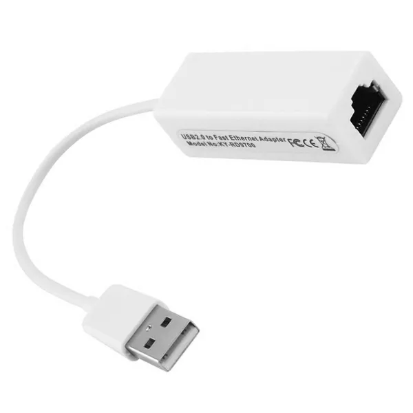 USB 2.0–RJ45 10/100 Mbps kábeles LAN adapter, fehér (RD9700)