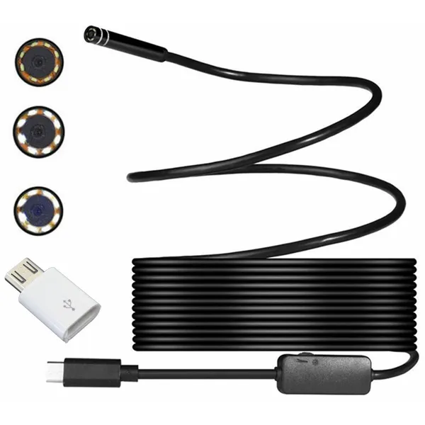 Endoszkóp kamera 5,5 mm, 5 m, USB‑C/USB, IP67, PC/Android