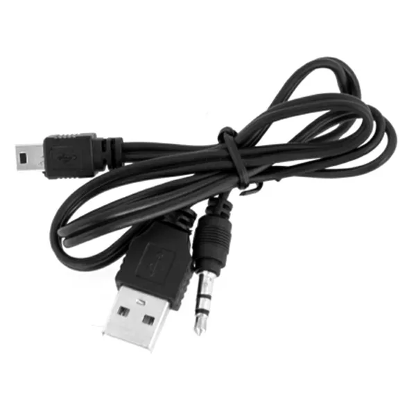 2 az 1-ben mini USB–USB + 3,5 mm AUX jack kábel, 50 cm, fekete