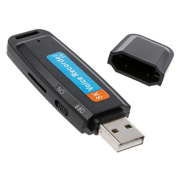 USB pendrive diktafon, microSD 32GB-ig, MP3 128 kbps, fekete
