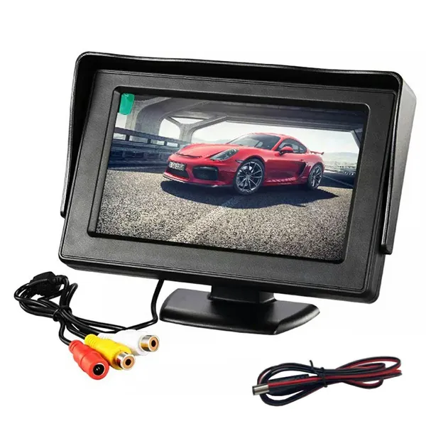 4,3'' autós tolatókamera LCD monitor, RCA, PAL/NTSC, 12 V – fekete