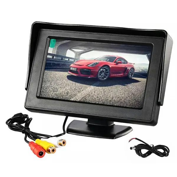 4,3'' LCD tolatókamera monitor, RCA, PAL/NTSC, 12V, fekete