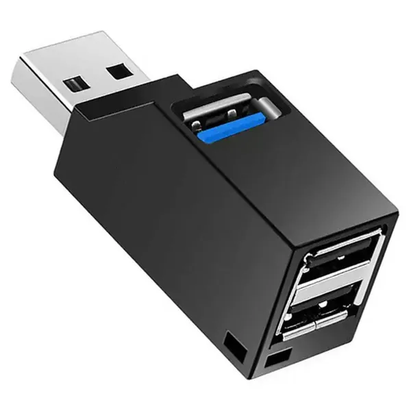 3 portos USB hub 1× USB 3.0 + 2× USB 2.0, 5 Gbps, fekete