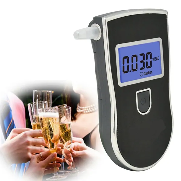 AL6 digitális alkoholteszter LCD kijelzővel, 5 szájcsutorával, AT-818 fekete