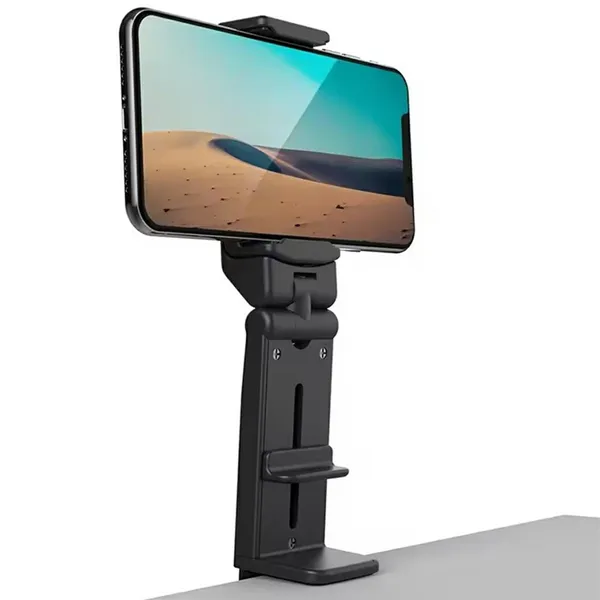 AP28 univerzális csíptetős telefontartó asztalhoz, 360°, utazáshoz, fekete