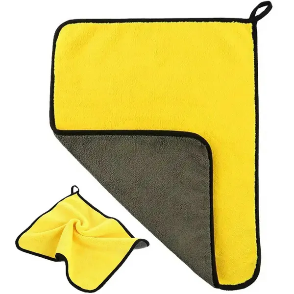 Mikroszálas törölköző 60×90 cm, 500 g/m², szürke-sárga, gyorsszárító