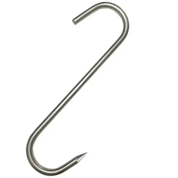 S-alakú füstölőhorgok, 15 db, rozsdamentes acél, 3 mm, 14,5 cm