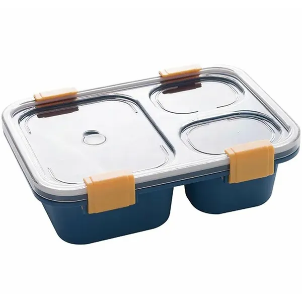 Háromrekeszes ebéddoboz 850 ml, mikrózható, kék-fehér