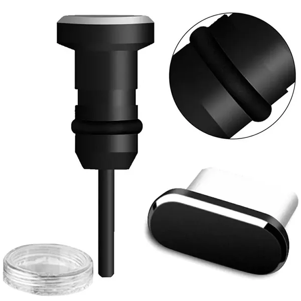 USB‑C és 3,5 mm AUX porvédő dugó készlet, fekete, 2 db