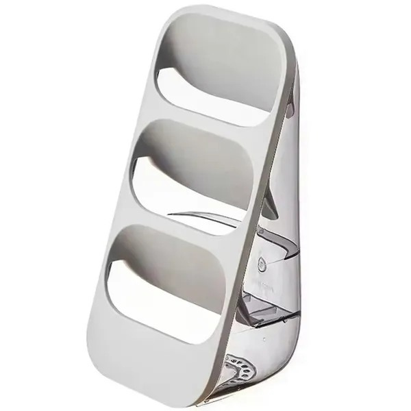 Álló evőeszköz csepegtető, 3 szintes, PP, 33,5×16×13 cm, szürke/átlátszó