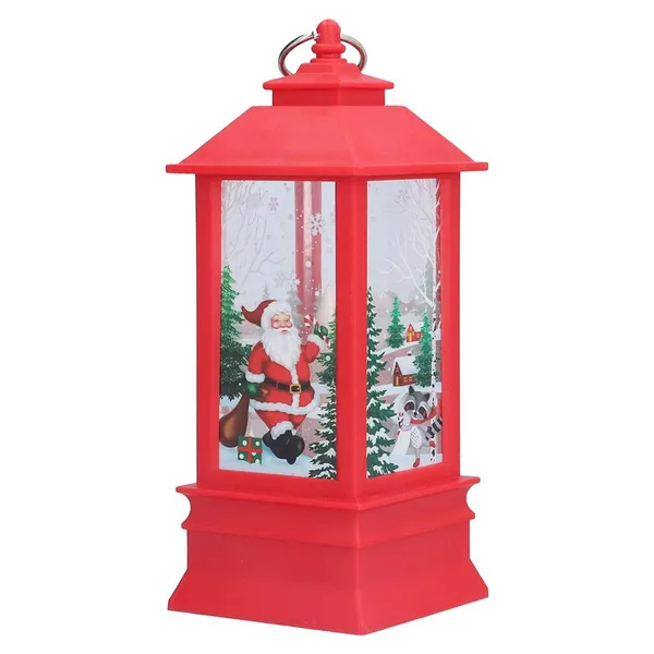 Karácsonyi LED lámpás, piros, 19,5 cm, elemes (3x AAA), akasztóval