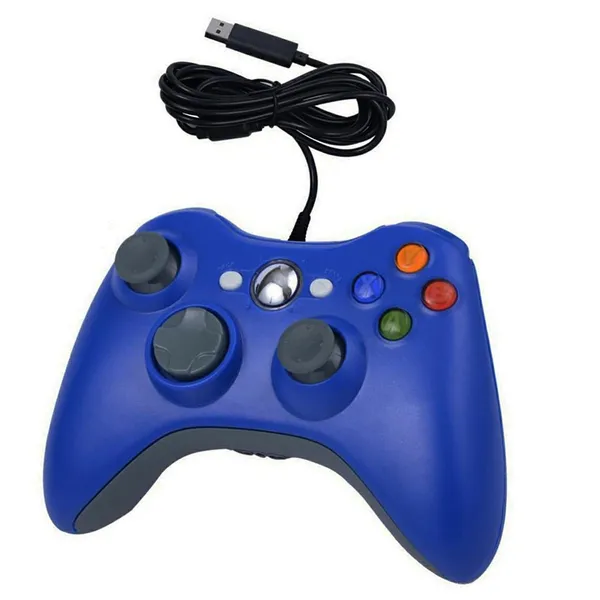 Vezetékes USB játékvezérlő PC-hez és Xbox 360-hoz, kék, dupla rezgés